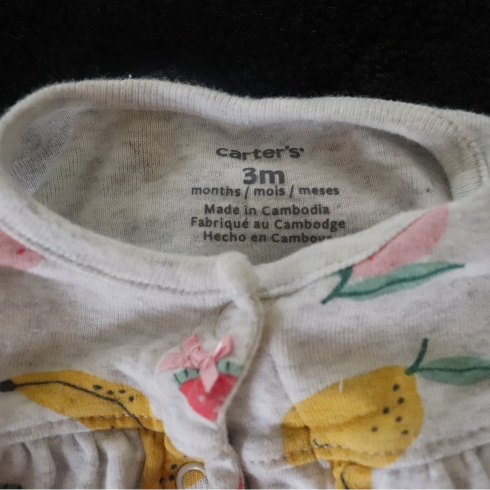 3M Baby Girl Fruit Romper Grey